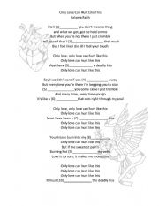 English Worksheet: Lyrics Only love can hurt like this