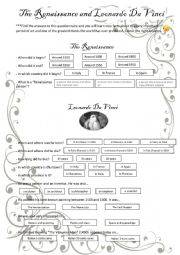 English Worksheet: THE RENAISSANCE AND LEONARDO DA VINCI