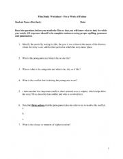 English Worksheet: Film Study Worksheet