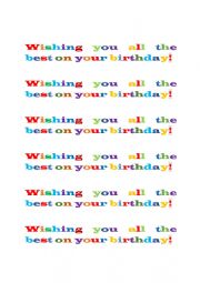 English Worksheet: happy birthday message~