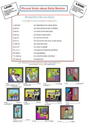 English Worksheet: Phrasal Verbs About Daily Routine: A2 level