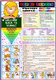 English Worksheet: WELCOME BACK TO SCHOOL (p. simple & continuous/ frequency adverbs)