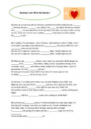 English Worksheet: Learning English through songs- fun activity