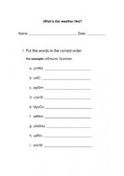 English Worksheet: Weather Vocabulary