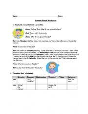 Present Simple Worsheet