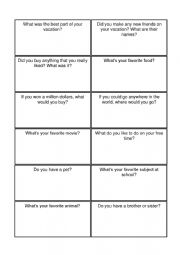 English Worksheet: Getting to know cards