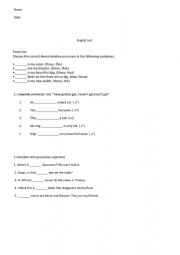 English Worksheet: test for 6th grade