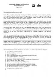 English Worksheet: Jackie Chan Bio