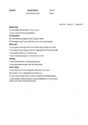 English Worksheet: Feedback sheet to an email