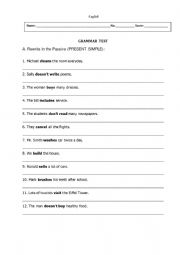 grammar test on Passive Voice (Present / Past Simple)