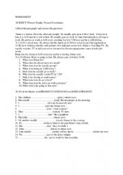 English Worksheet: SIMPLE PRESENT TENSE and PRESENT CONTINIOUS TENSE