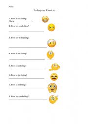 English Worksheet: Feelings and emotions