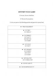English Worksheet: Guess the Mystery Food