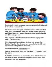 English Worksheet: Pop music