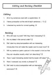 Editing/Revising Writing checklist