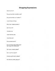 English Worksheet: Shopping Expressions