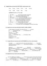 English Worksheet: Past Tense Exercises