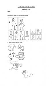 English Worksheet: DIAGNOSTIC ENGLISH EFL 1ST 