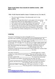 English Worksheet: Are paper books better than e-books