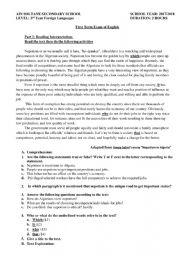 English Worksheet: Ethics Exam