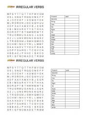 English Worksheet: Irregular verbs puzzle