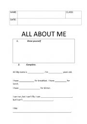 English Worksheet: ALL ABOUT ME