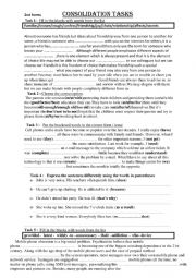 English Worksheet: consolidation tasks