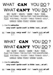 English Worksheet: What can/cant you do?