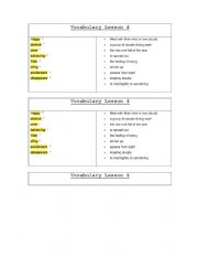 vocabulary and words matching activity.