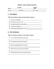 Grammar exam 3rd grade EDITABLE