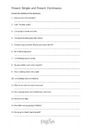 English Worksheet: Present Continuos