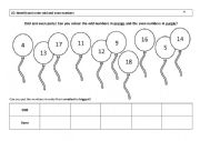 English Worksheet: Even or odd number