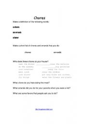 English Worksheet: chores