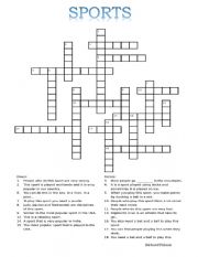 English Worksheet: Sports Crossword