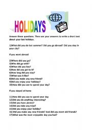 English Worksheet: Holidays