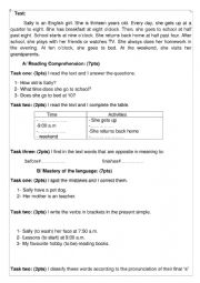 English Worksheet: daily activities