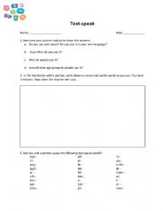 English Worksheet: Text Speak