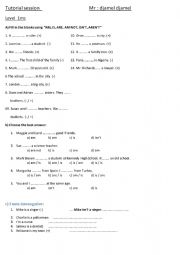 English Worksheet: aux to be 