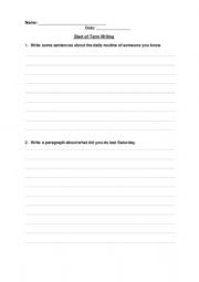 English Worksheet: ESL Writing Assessment