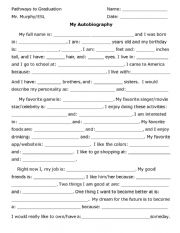 English Worksheet: My Autobiography