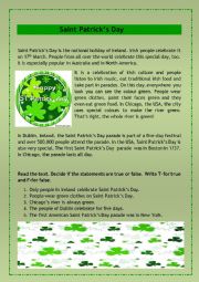 English Worksheet: St. Patrick´s day