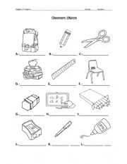 English Worksheet: School objects