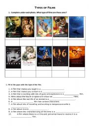English Worksheet: Type of Films Test
