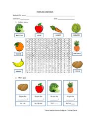 Fruits and vegetables worksheet