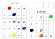 English Worksheet: Colours and numbers bingo