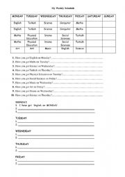 English Worksheet: Weekly Schedule