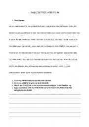 English Worksheet: Verb to be
