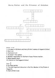 English Worksheet: Crossword. Harry Potter and the prisoner of Azkaban