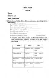 Test level elementary for 1st year High school