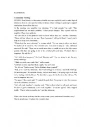 English Worksheet: Reading Skillfully - Community